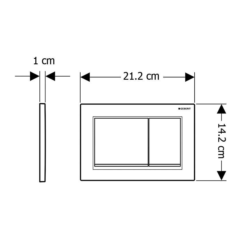 Geberit 115.080.KM.1 - Бутон за промиване Omega30 21,2x14,2 см черен/лъскав хром