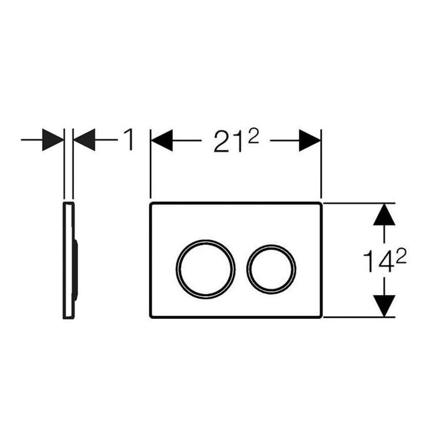 Geberit 115.085.KM.1 - Бутон за смиване Omega20 21,2x14,2 см черен/лъскав хром