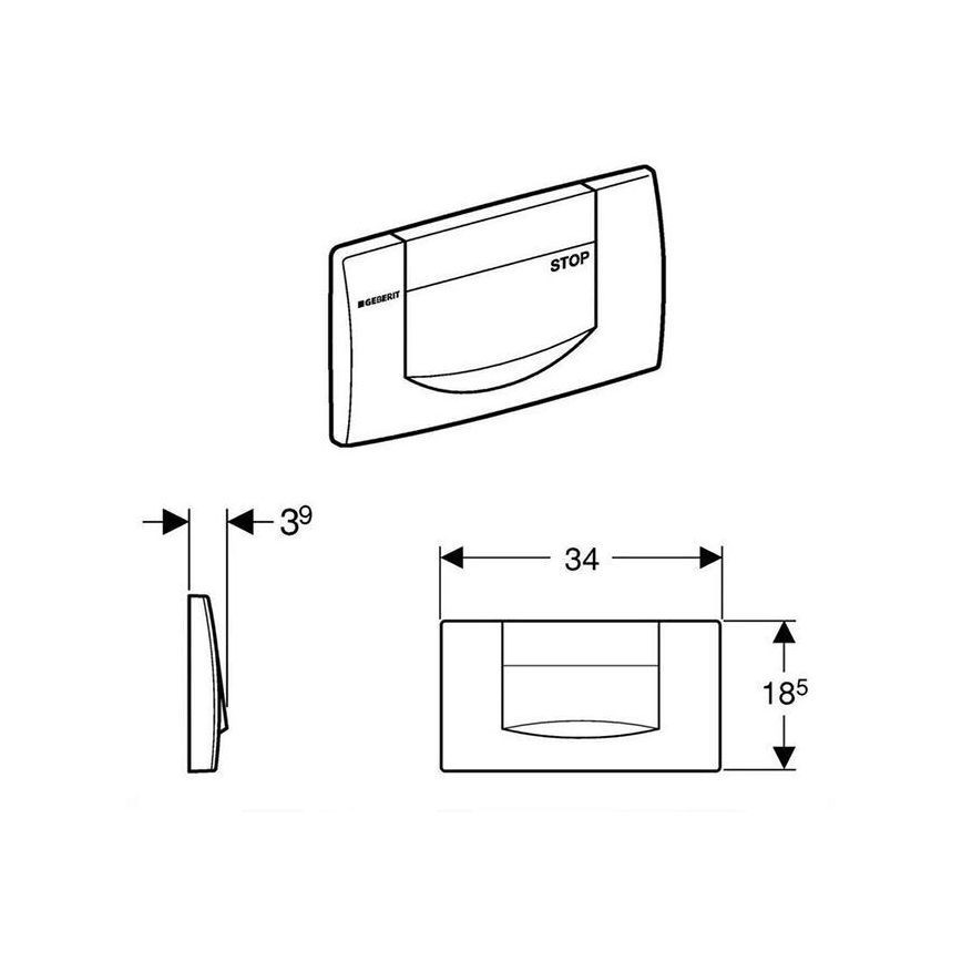 Geberit 115.222.11.1 - Бутон за смиване 200F 34x18,5 алпийско бяло
