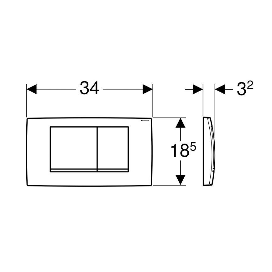 Geberit 115.899.KH.1 - Бутон за смиване Twinline30 34 x 18,5 см гланцов хром/матов хром