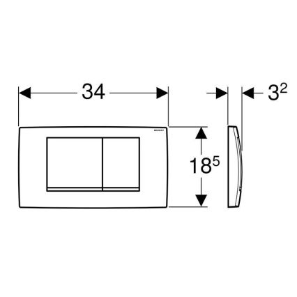 Geberit 115.899.KJ.1 - Бутон за смиване Twinline30 34x18,5 cm бял/лъскав хром