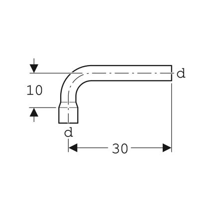 Geberit 118.011.11.1 - Удължително коляно за промиване 90° алпийско бяло