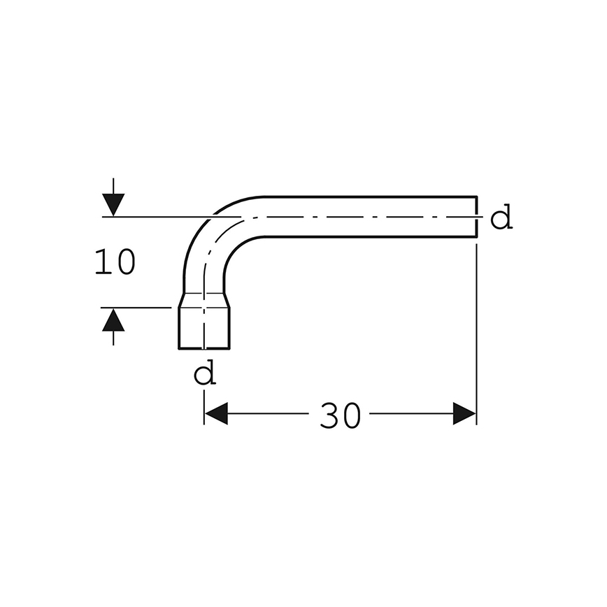 Geberit 118.011.11.1 - Удължително коляно за промиване 90° алпийско бяло
