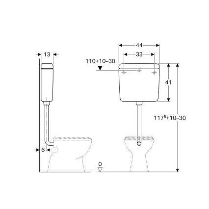 Geberit 127.005.11.1 - Изплакващ резервоар AP127 6/9 л, алпийско бяло