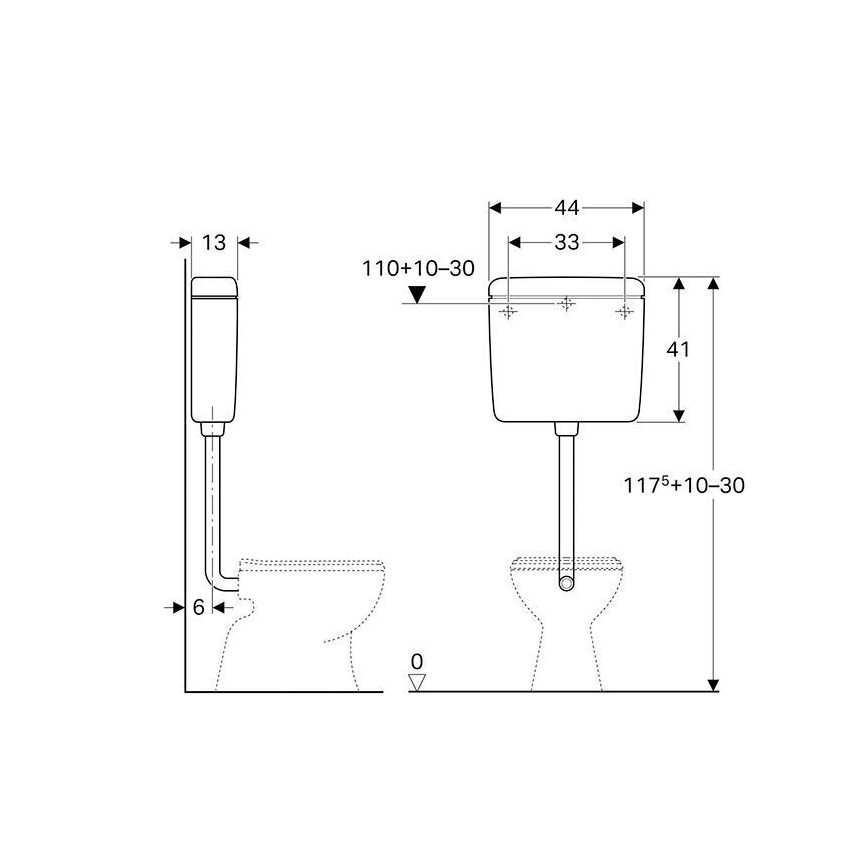 Geberit 127.005.11.1 - Резервоар за промиване AP127 6/9 л алпийско бяло