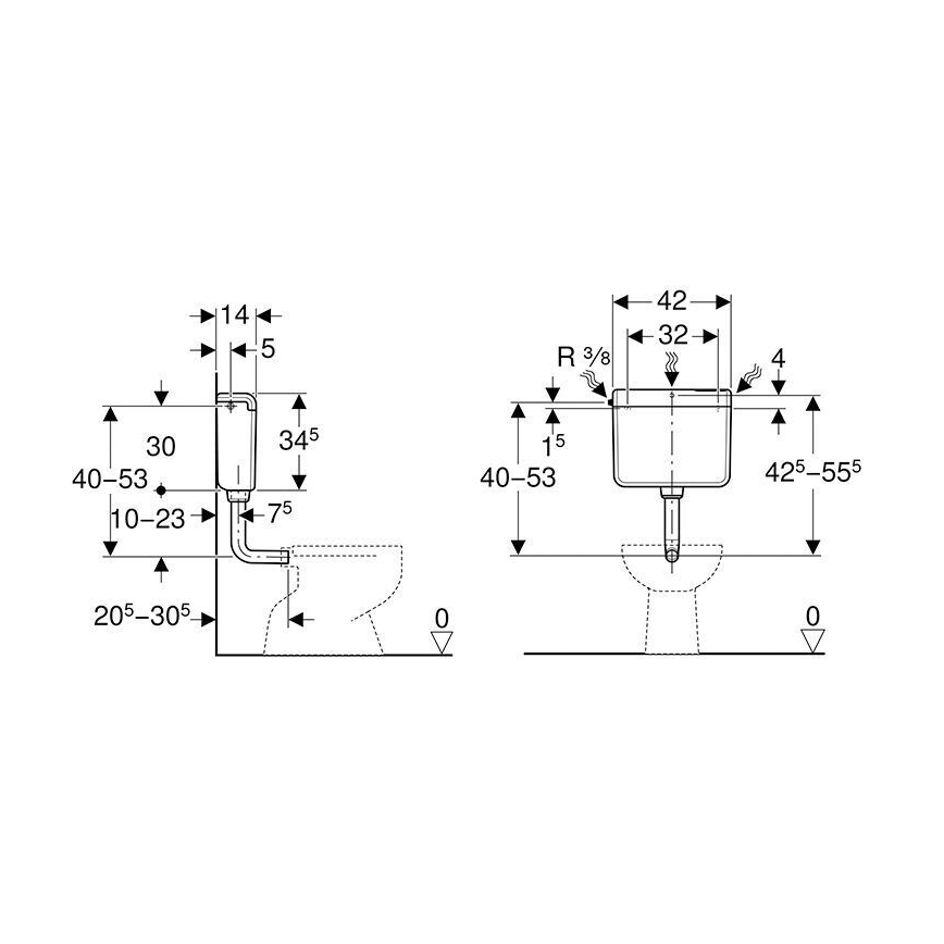 Geberit 136.230.11.1 - Промивен резервоар AP112 6/9 л алпийско бяло