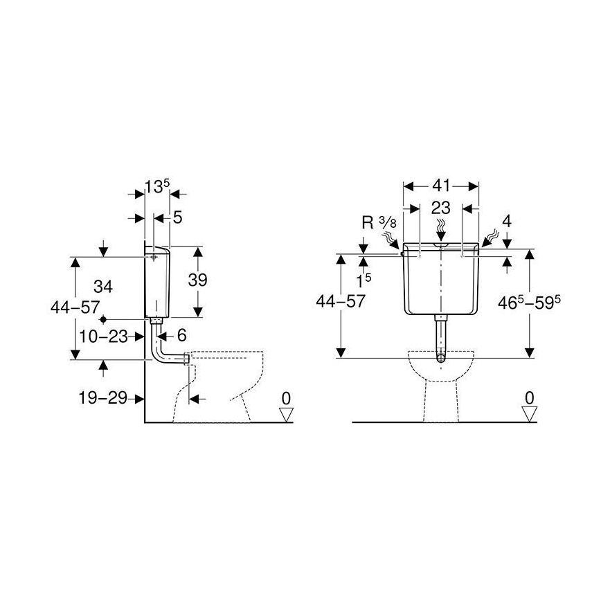 Geberit 136.610.11.1 - Спускателен резервоар AP110 6/9 l алпийско бяло