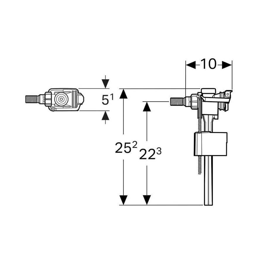 Geberit 136.702.00.3 - Попълващ клапан за повърхностно монтирани казанчета за промиване, тип 333