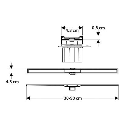 Geberit 154.450.KS.1 - Линеен канал CleanLine 90x4,3 см, неръждаема стомана