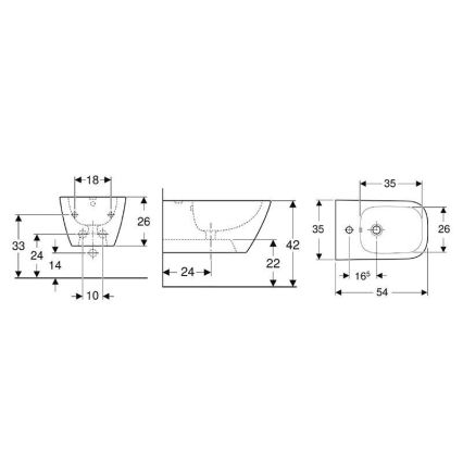 Geberit 500.209.01.1 - Стенно биде Smyle Square, керамика/бяло