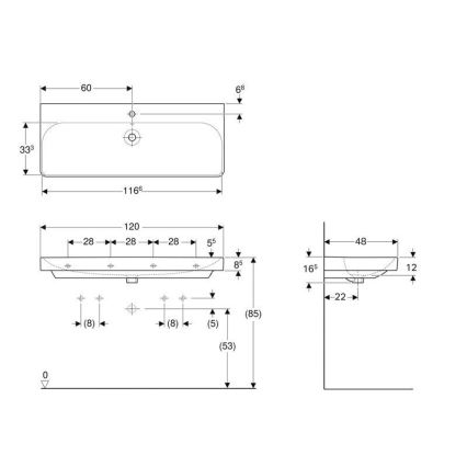 Geberit 500.226.01.1 - Стенна мивка Smyle Square 120x48 см керамика/бяла