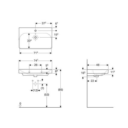Geberit 500.249.01.1 - Стенна мивка Smyle Square 75x48 см керамика/бяла