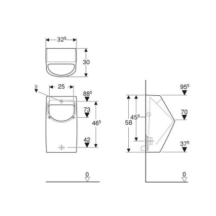 Geberit 500.254.01.1 - Писоар Smyle със задно присъединяване за вода и заден отвод, керамика/бяла