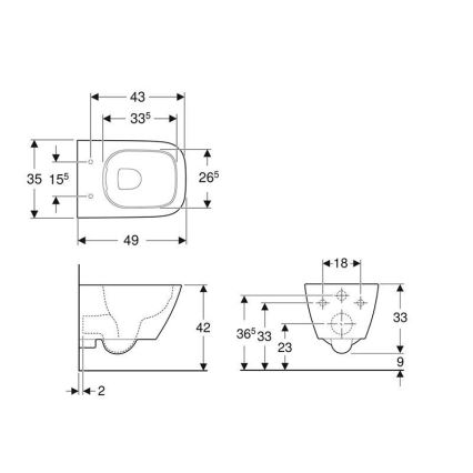 Geberit 500.379.01.1 - Подвесна тоалетна Rimfree Smyle Square керамика/бяла