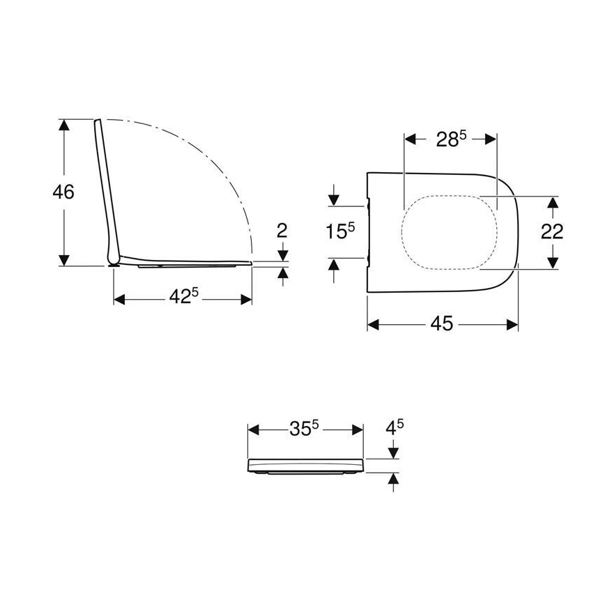 Geberit 500.687.01.1 - Тоалетна седалка SoftClose Smyle Square, дуропласт/бяла