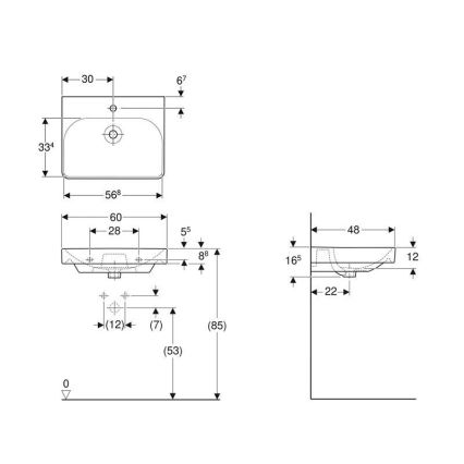 Geberit 501.732.00.1 - Висяща мивка Smyle Square 60x48 см керамика/бяла