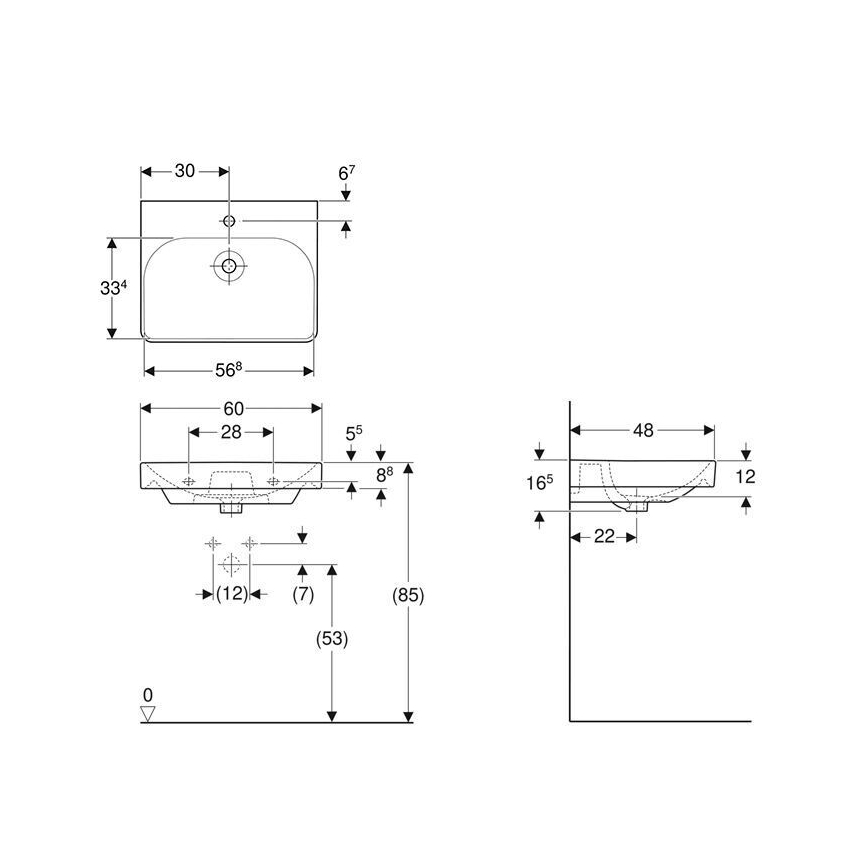 Geberit 501.732.00.1 - Висяща мивка Smyle Square 60x48 см керамика/бяла