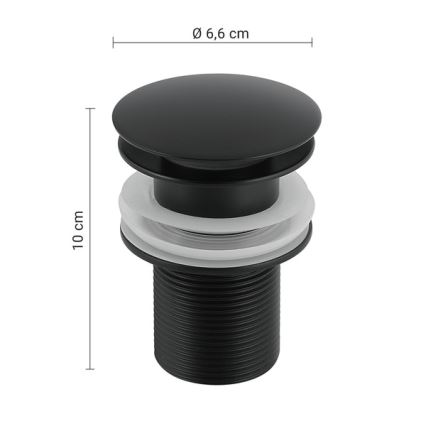 Gedy - CLICK-CLACK тапа за умивалник Ø 6,6 см, матова черна
