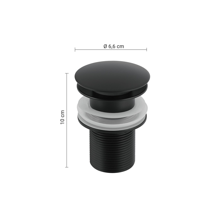 Gedy - CLICK-CLACK тапа за умивалник Ø 6,6 см, матова черна