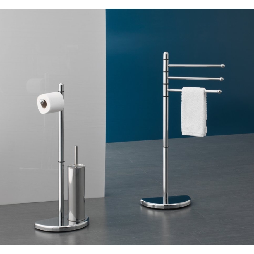 Gedy - Държач за тоалетна хартия и четка за тоалетна HIBISCUS лъскав хром