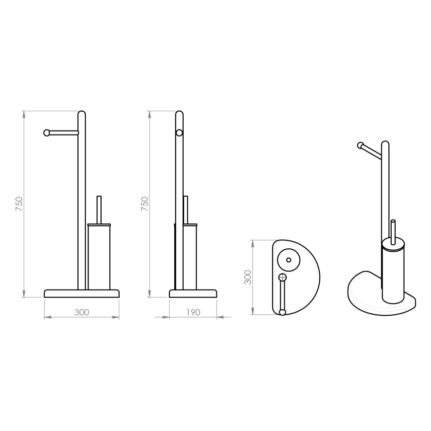 Gedy - Държач за тоалетна хартия и четка за тоалетна HIBISCUS лъскав хром