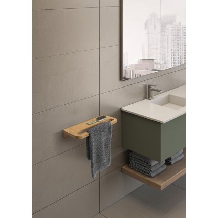 Gedy - Етажерка със закачалка за кърпи HIMALAYA 14,5x40 см бамбук