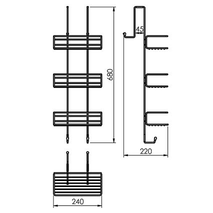 Gedy - Настенна полица за душ CHROM LINE 68x24 см лъскав хром