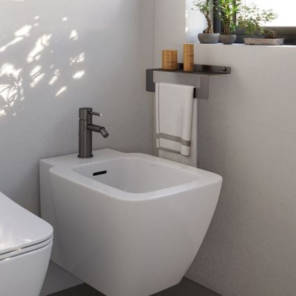 Gedy - Полица с лост за кърпи CLEO 30 см металически сив