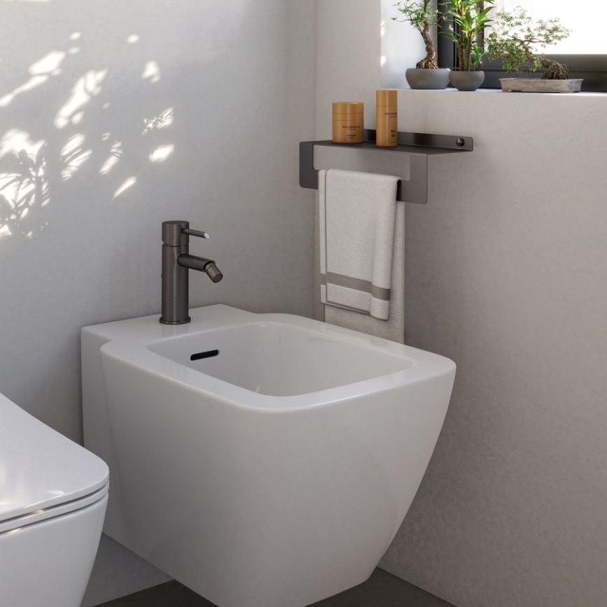 Gedy - Полица с лост за кърпи CLEO 30 см металически сив