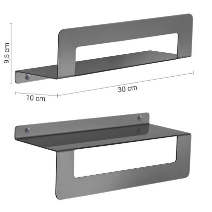 Gedy - Полица с лост за кърпи CLEO 30 см металически сив