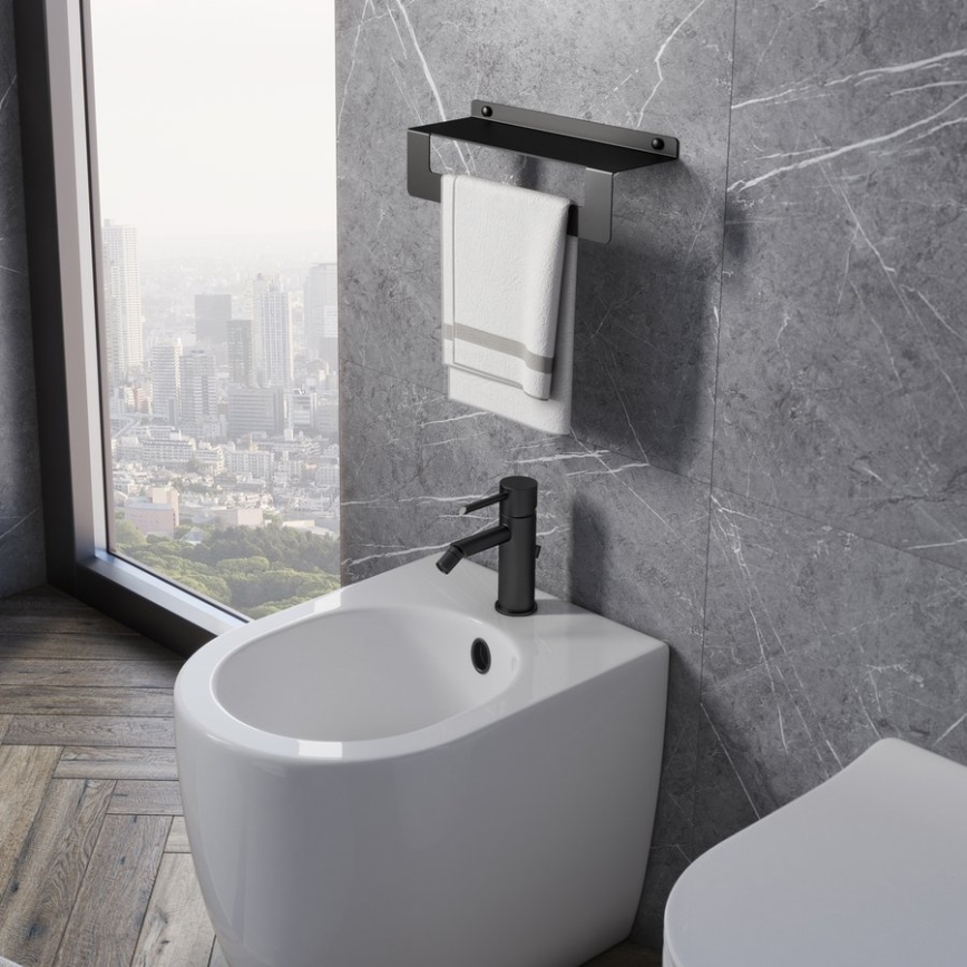 Gedy - Полица с лост за кърпи CLEO 50 см матово черно