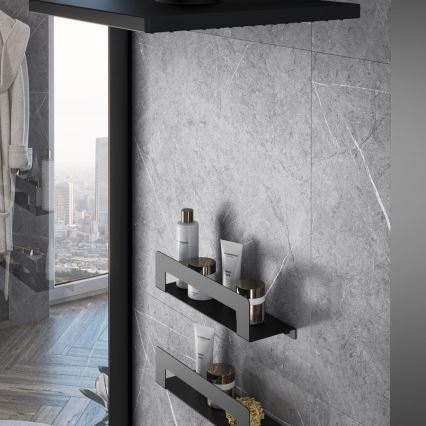 Gedy - Полица с лост за кърпи CLEO 50 см матово черно