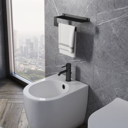 Gedy - Полица с закачалка за кърпи CLEO 30 см матово черно