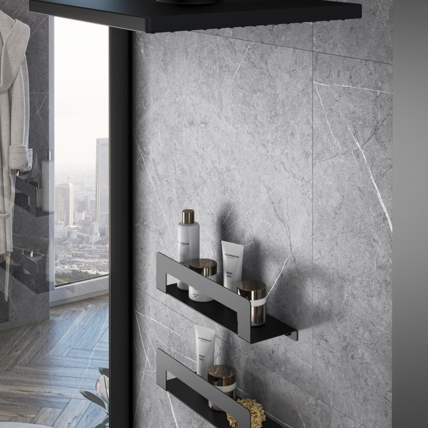 Gedy - Полица с закачалка за кърпи CLEO 30 см матово черно