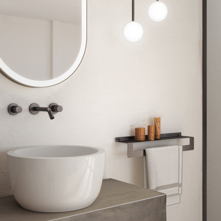 Gedy - Полица с закачалка за кърпи CLEO 50 см металически сив