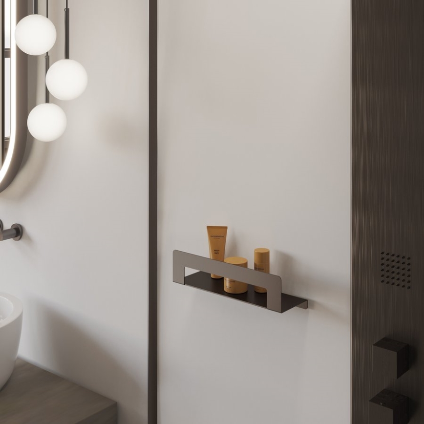 Gedy - Полица с закачалка за кърпи CLEO 50 см металически сив