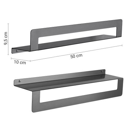 Gedy - Полица с закачалка за кърпи CLEO 50 см металически сив