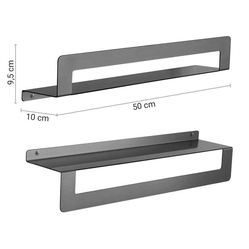 Gedy - Полица с закачалка за кърпи CLEO 50 см металически сив