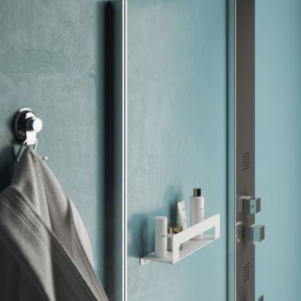 Gedy - Поличка с закачалка за хавлии CLEO 30 см матова бяла