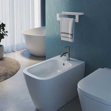 Gedy - Поличка с закачалка за хавлии CLEO 30 см матова бяла