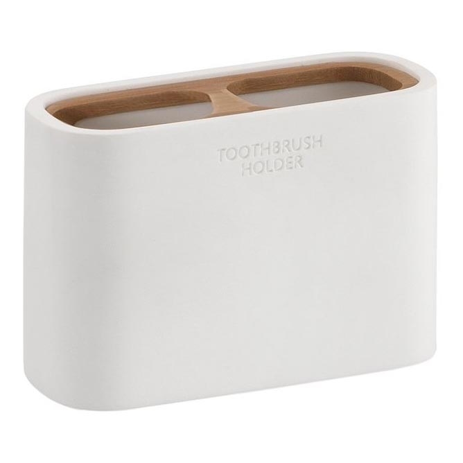 Gedy - Поставка за четки за зъби NINFEA бял/бамбук