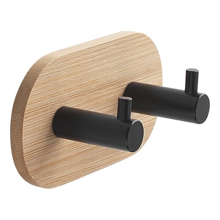 Gedy - Самозалепващ се стенна закачалка за кърпи HIMALAYA черен/бамбук