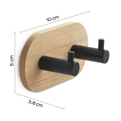 Gedy - Самозалепващ се стенна закачалка за кърпи HIMALAYA черен/бамбук