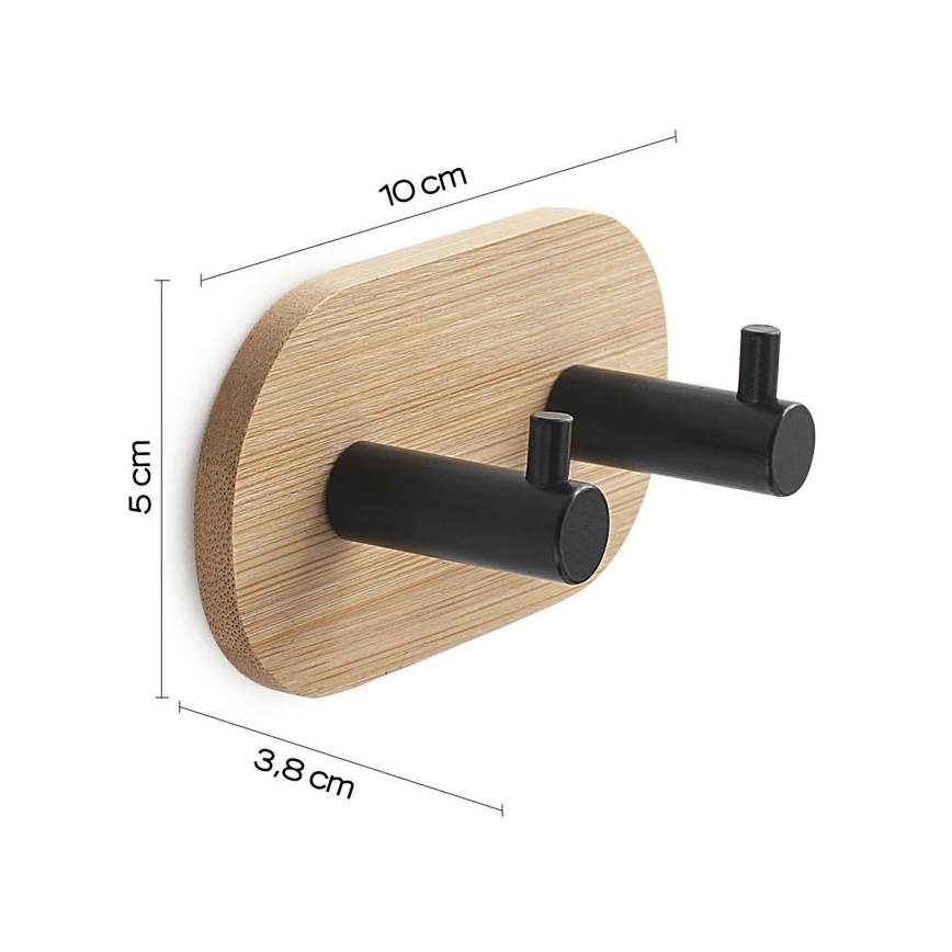 Gedy - Самозалепващ се стенна закачалка за кърпи HIMALAYA черен/бамбук