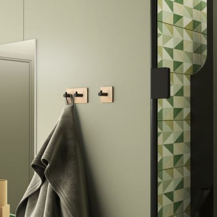 Gedy - Самозалепващ се стенна закачалка за кърпи HIMALAYA черен/бамбук