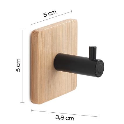 Gedy - Самозалепваща се закачалка за кърпи HIMALAYA черен/бамбук
