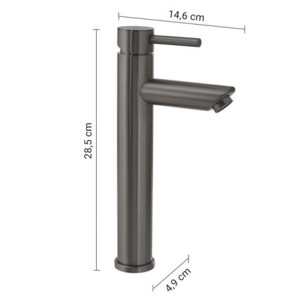 Gedy - Смесител за умивалник ALTO 28,5 cm металик сив