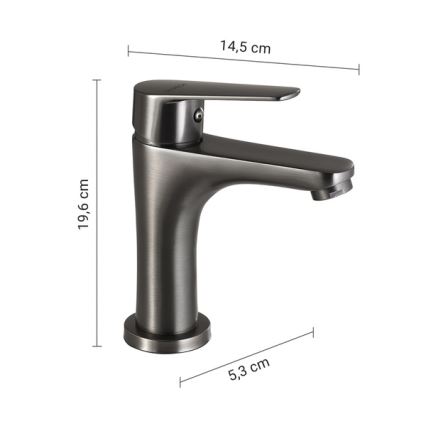 Gedy - Смесител за умивалник COMO 19,6 cm металически сив