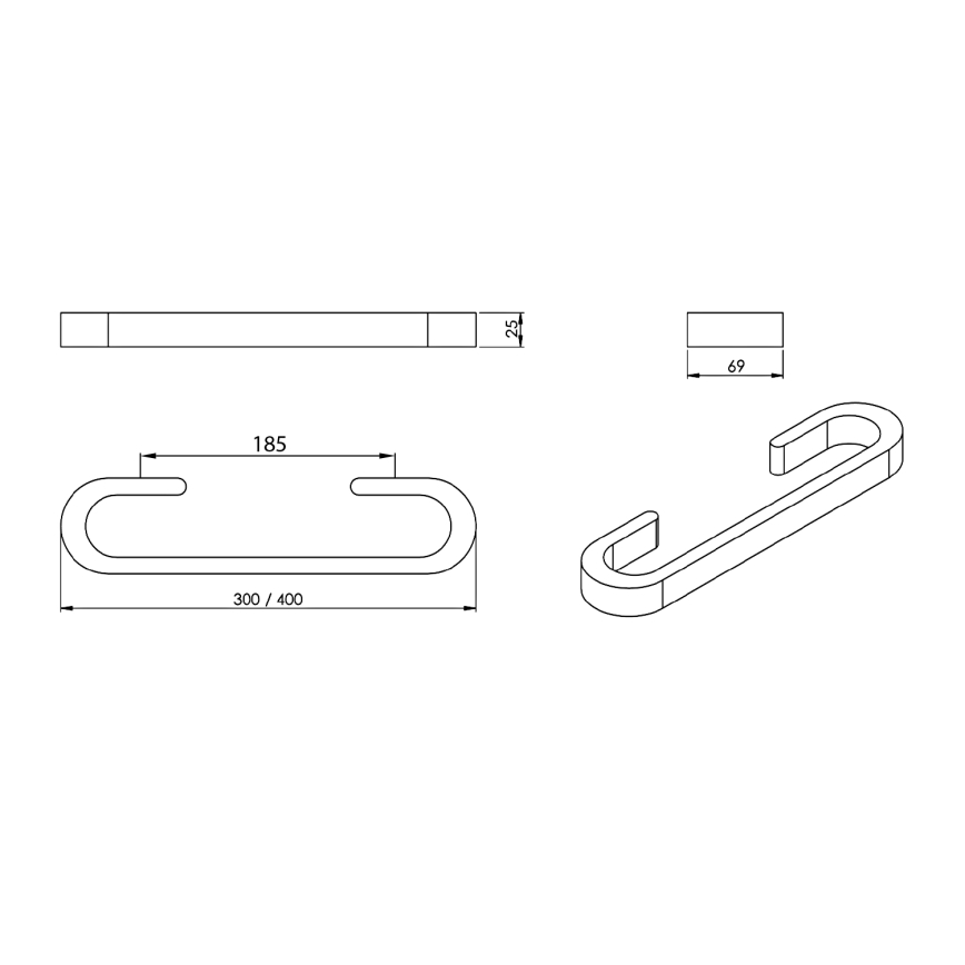 Gedy - Стена кърпа закачалка HIMALAYA 7x30 см бамбук/бежов