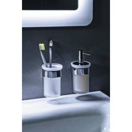 Gedy - Стенен дозатор за сапун PIRENEI 110 мм млечен стъкло/лъскав хром